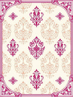 Crimson Baroque Damask Scrolling Floral Rug