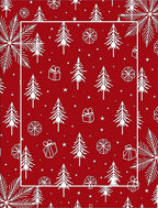 Red White Christmas Tree Gift Snowflakes Rug
