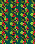 Red Berry Holly Green Sprig Repeat Rug