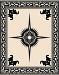 Black Starburst Medallion Beige Border Rug