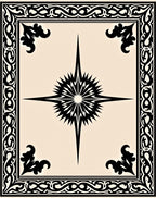 Black Starburst Medallion Beige Border Rug