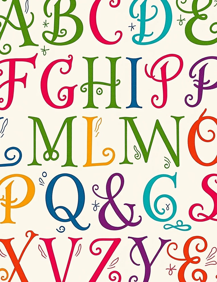 Colorful Alphabet Typography Area Rug