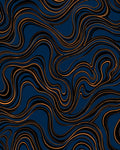 Deep Blue Orange Swirl Abstract Rug
