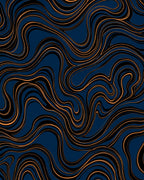 Deep Blue Orange Swirl Abstract Rug