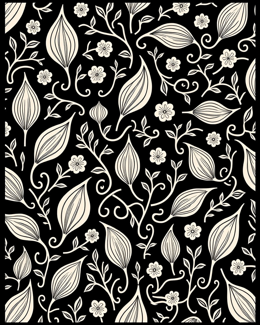 Cream Floral Vine Scrollwork Rug