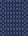 Deep Navy White Folkloric Figures Rug