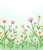 Delicate White Daisy Field Garden Rug