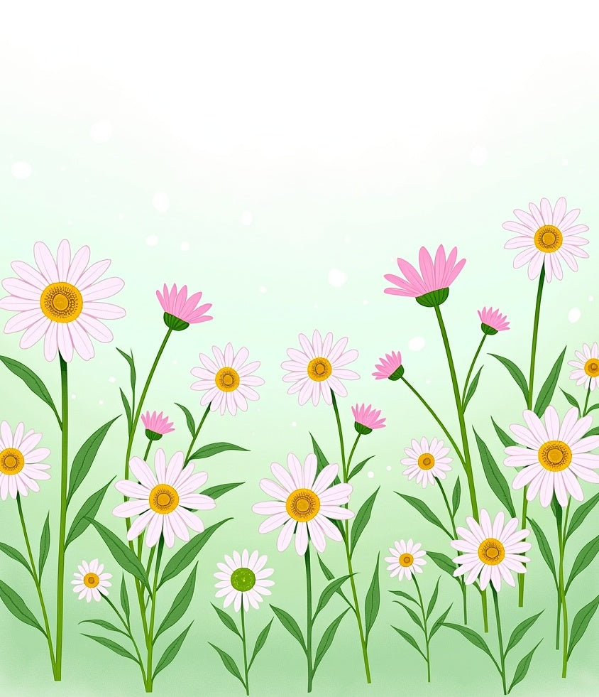 Delicate White Daisy Field Garden Rug