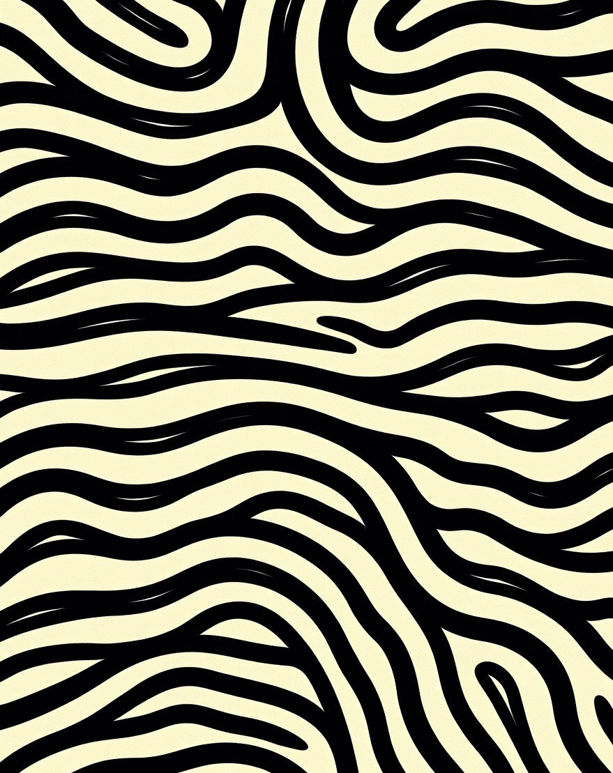 Black and Cream Wavy Stripes Rug