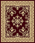 Maroon Floral Scrollwork Medallion Rug