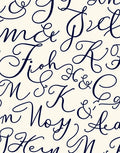 Navy Script Alphabet Cream Rug