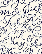 Navy Script Alphabet Cream Rug