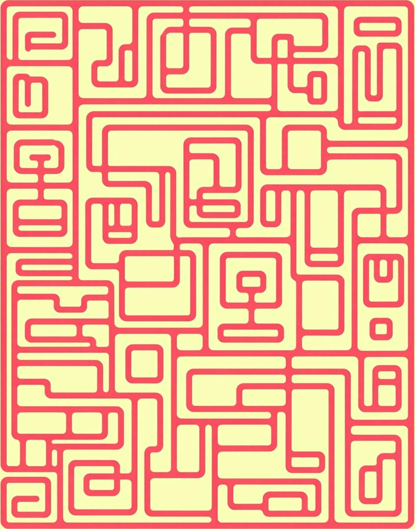 Crimson Maze Abstract Composition Rug