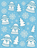 Blue Snowman Snowflake Christmas Trees Rug