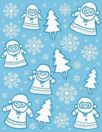 Blue Snowman Snowflake Christmas Trees Rug