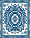 Deep Blue Intricate Medallion Rug
