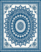 Deep Blue Intricate Medallion Rug