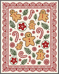 Festive Gingerbread Candy Cane Foliage Border Rug