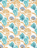 Abstract Teal Gold Leaf Swirl Rug