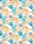 Abstract Teal Gold Leaf Swirl Rug