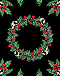 Festive Green Berry Laurel Ribbon Wreath Rug