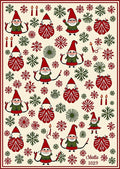 Festive Red Green Gnome Snowflake Scatter Rug