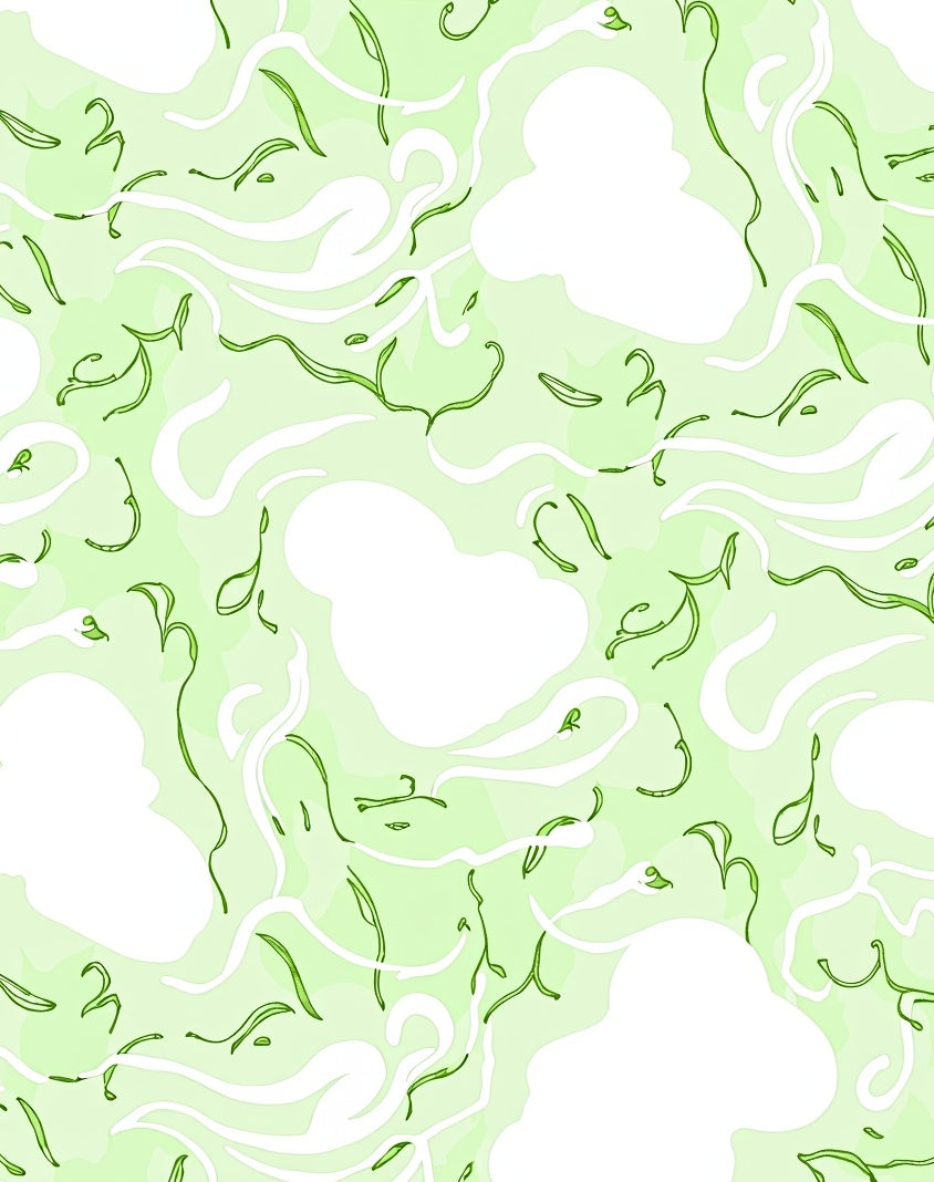 Abstract Green Fern Swirl Composition Rug