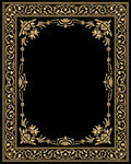Golden Floral Ornate Scrolls Border Rug