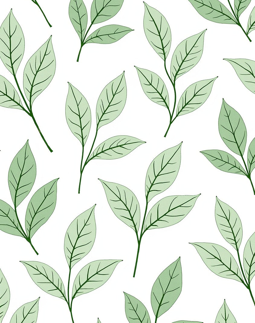 Subtle Green Leaf Branch Repeats Rug