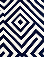 Navy White Geometric Diamond Maze Rug