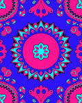 Vibrant Fuchsia Blue Medallion Mandala Rug