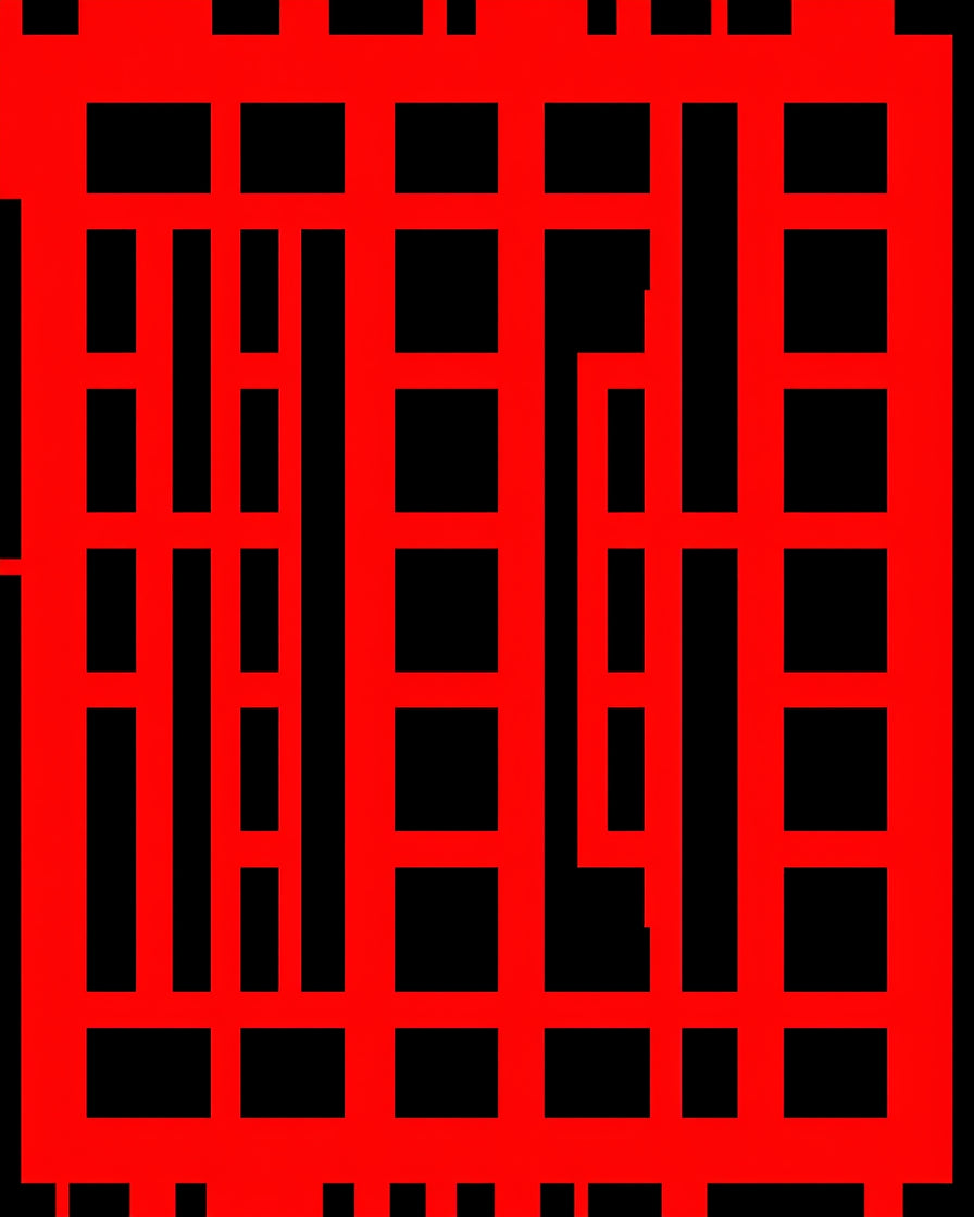Bold Red Linear Grid Rug