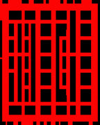 Bold Red Linear Grid Rug