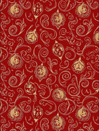 Red Gold Ornate Vintage Bauble Swirl Rug