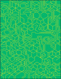 Green Geometric Circuit Board Rug