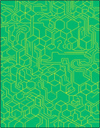 Green Geometric Circuit Board Rug