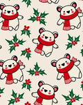 Festive Polar Bears Holly Red Scarf Rug