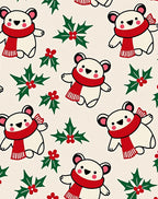 Festive Polar Bears Holly Red Scarf Rug