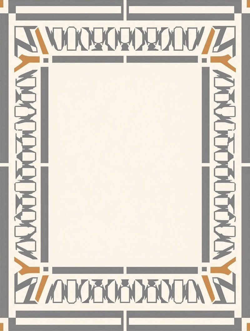 Gray Golden Arch Geometric Frame Rug