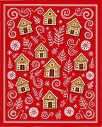 Gingerbread Houses Red Holiday Collection Rug