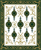 Elegant Dark Green Gold Orb Motif Rug