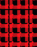 Classic Red Black Plaid Squares Rug