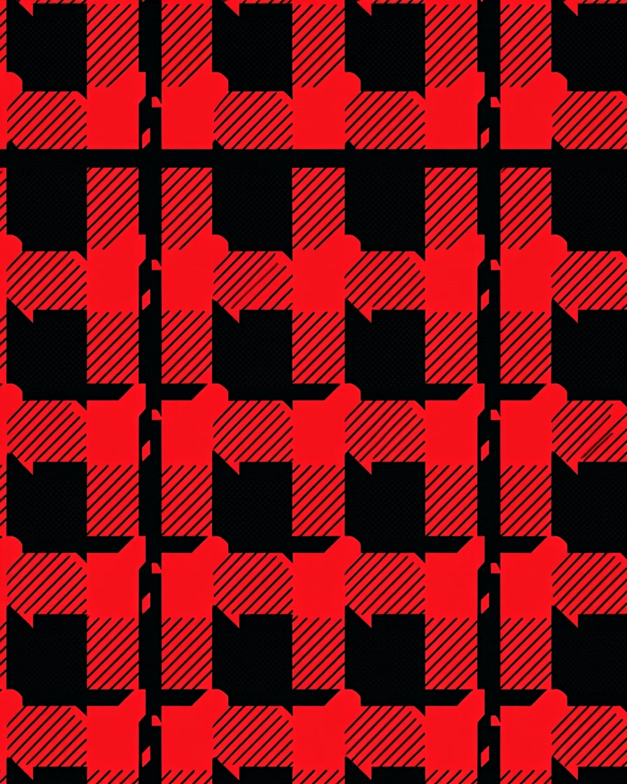 Classic Red Black Plaid Squares Rug