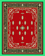 Rich Red Ivory Ornamental Border Rug