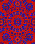 Vibrant Red Blue Floral Mandala Rug