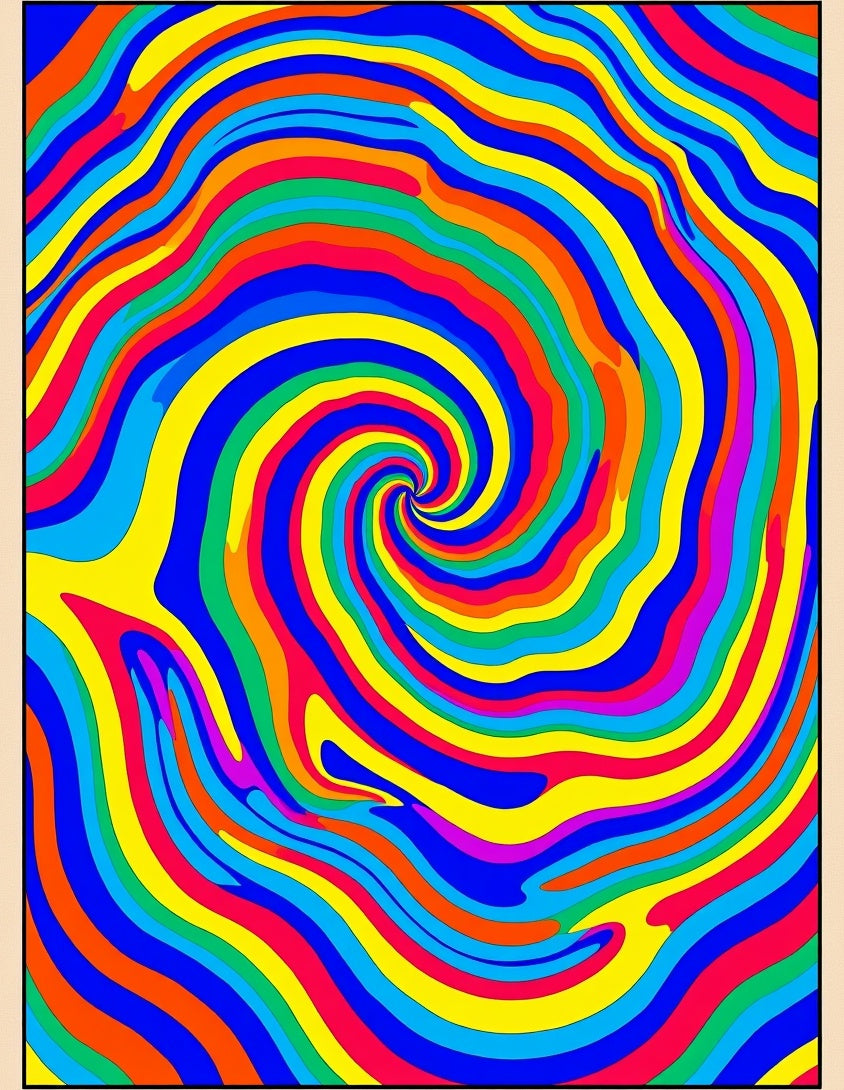 Vibrant Rainbow Swirl Abstract Rug