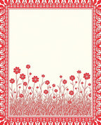 Crimson Meadow Wildflower Border Rug