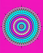 Vibrant Pink Teal Mandala Medallion Rug