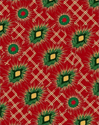 Crimson Green Spiky Floral Diamond Rug