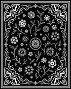 Black White Floral Botanical Artistry Rug
